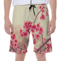 Vintage Cherry Blossom Print Men's Beach Shorts