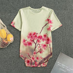 Vintage Cherry Blossom Print Men's Bodysuit
