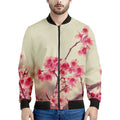 Vintage Cherry Blossom Print Men's Bomber Jacket