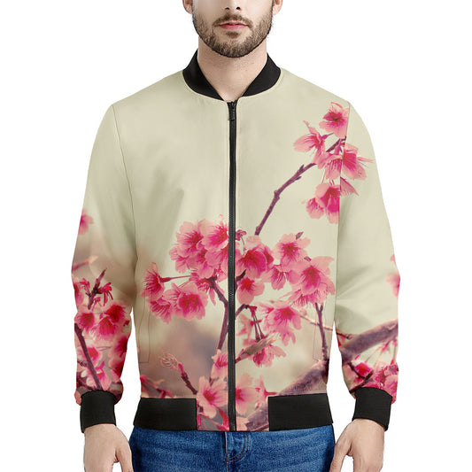 Vintage Cherry Blossom Print Men's Bomber Jacket
