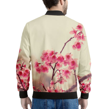 Vintage Cherry Blossom Print Men's Bomber Jacket