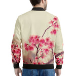 Vintage Cherry Blossom Print Men's Bomber Jacket