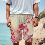 Vintage Cherry Blossom Print Men's Cargo Shorts