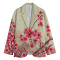 Vintage Cherry Blossom Print Men's Cotton Blazer