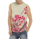Vintage Cherry Blossom Print Men's Fitness Tank Top