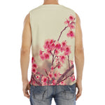 Vintage Cherry Blossom Print Men's Fitness Tank Top