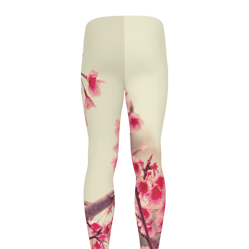 Vintage Cherry Blossom Print Men's leggings
