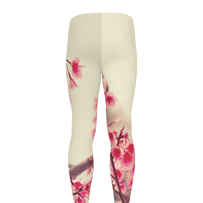 Vintage Cherry Blossom Print Men's leggings