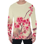 Vintage Cherry Blossom Print Men's Long Sleeve T-Shirt