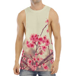 Vintage Cherry Blossom Print Men's Muscle Tank Top