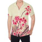 Vintage Cherry Blossom Print Men's Shirt