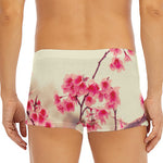 Vintage Cherry Blossom Print Men's Short Boxer Briefs