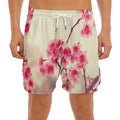 Vintage Cherry Blossom Print Men's Split Running Shorts