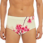 Vintage Cherry Blossom Print Men's Triangle Swim Briefs