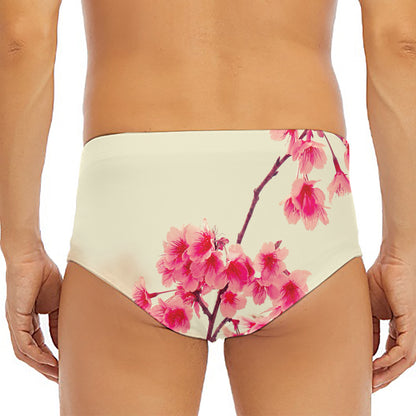 Vintage Cherry Blossom Print Men's Triangle Swim Briefs