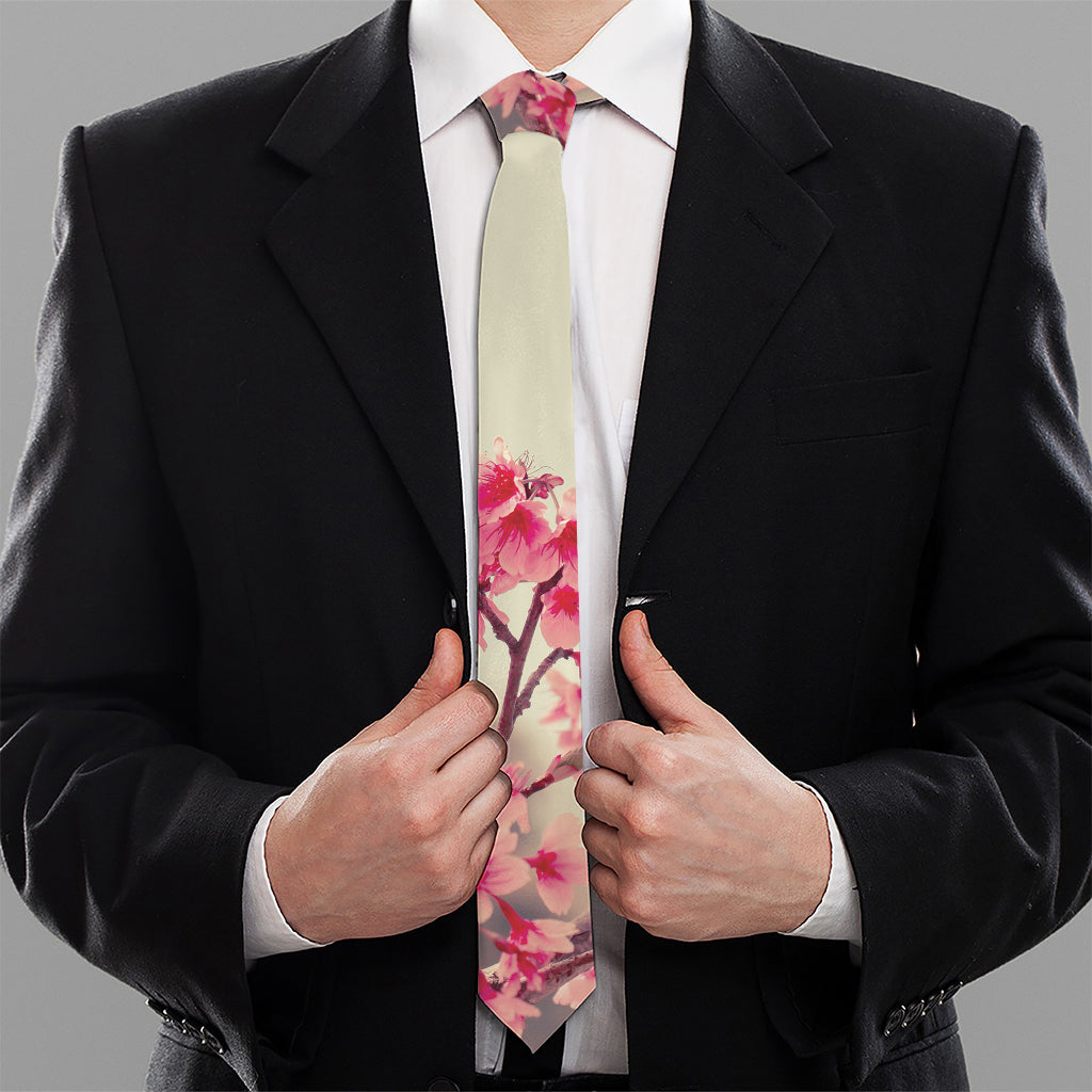 Vintage Cherry Blossom Print Necktie