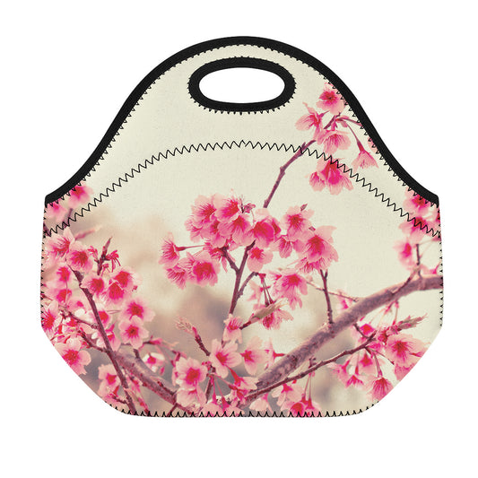 Vintage Cherry Blossom Print Neoprene Lunch Bag