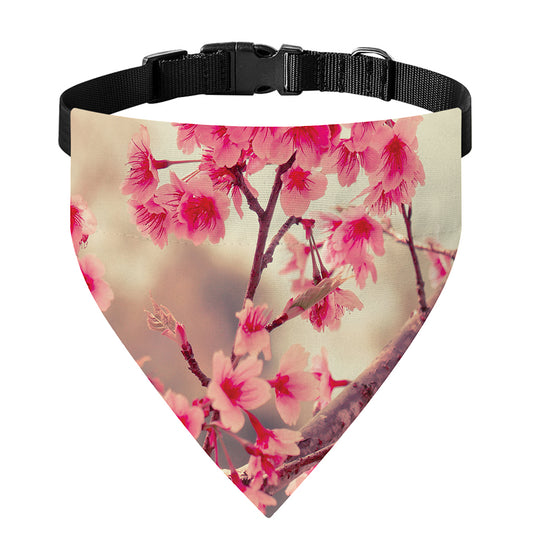 Vintage Cherry Blossom Print Over The Collar Dog Bandana