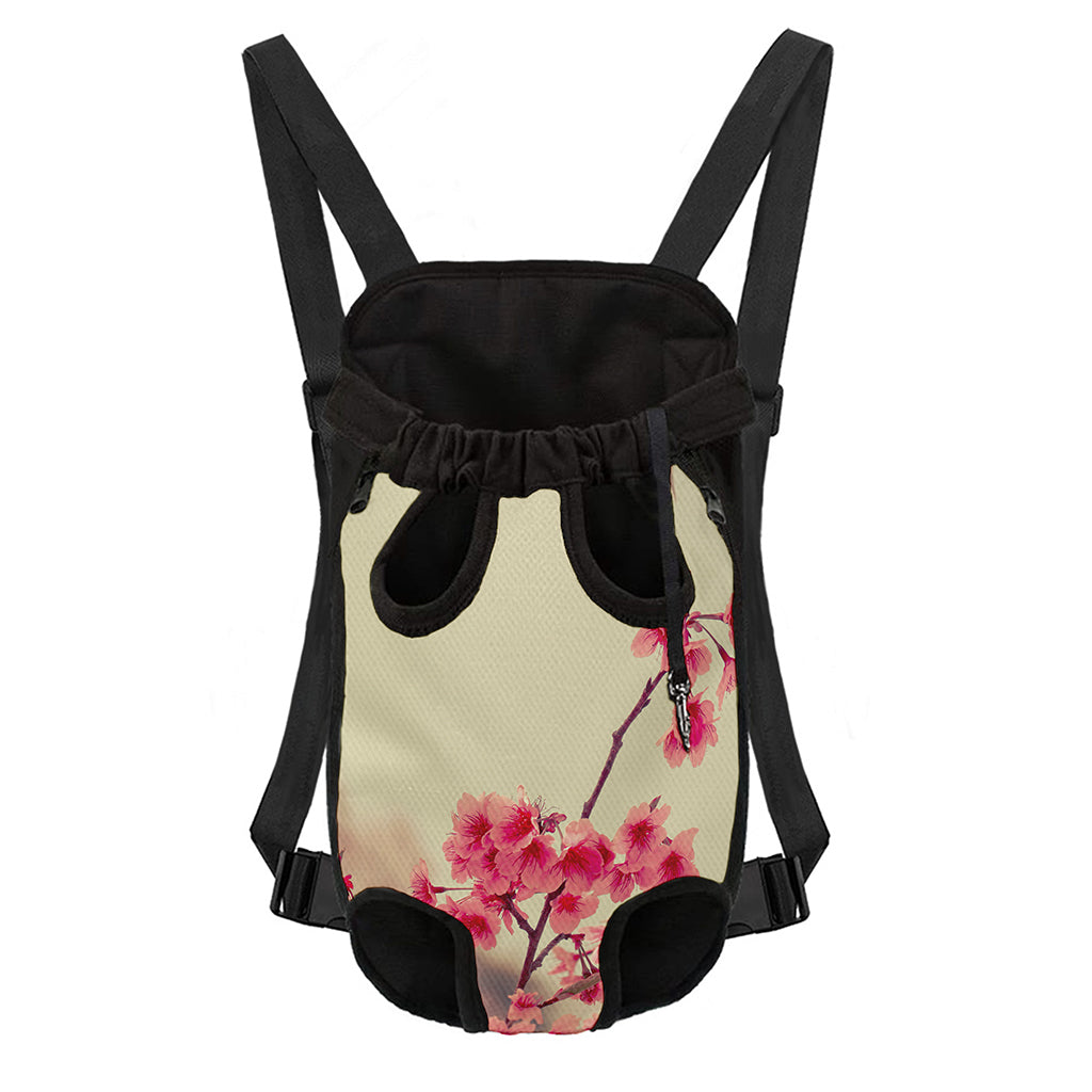 Vintage Cherry Blossom Print Pet Carrier Backpack