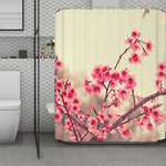 Vintage Cherry Blossom Print Polyester Shower Curtain