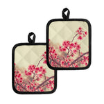 Vintage Cherry Blossom Print Pot Holders