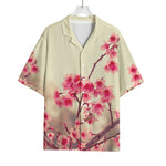 Vintage Cherry Blossom Print Rayon Hawaiian Shirt