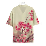 Vintage Cherry Blossom Print Rayon Hawaiian Shirt