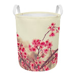 Vintage Cherry Blossom Print Round Laundry Basket
