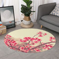 Vintage Cherry Blossom Print Round Rug
