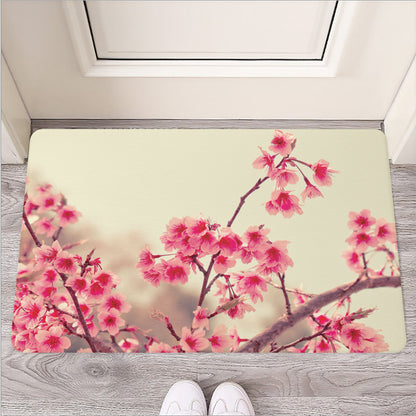 Vintage Cherry Blossom Print Rubber Doormat