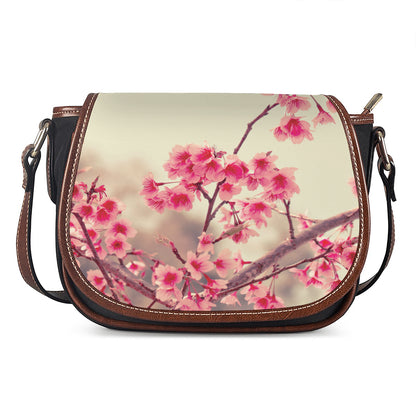 Vintage Cherry Blossom Print Saddle Bag
