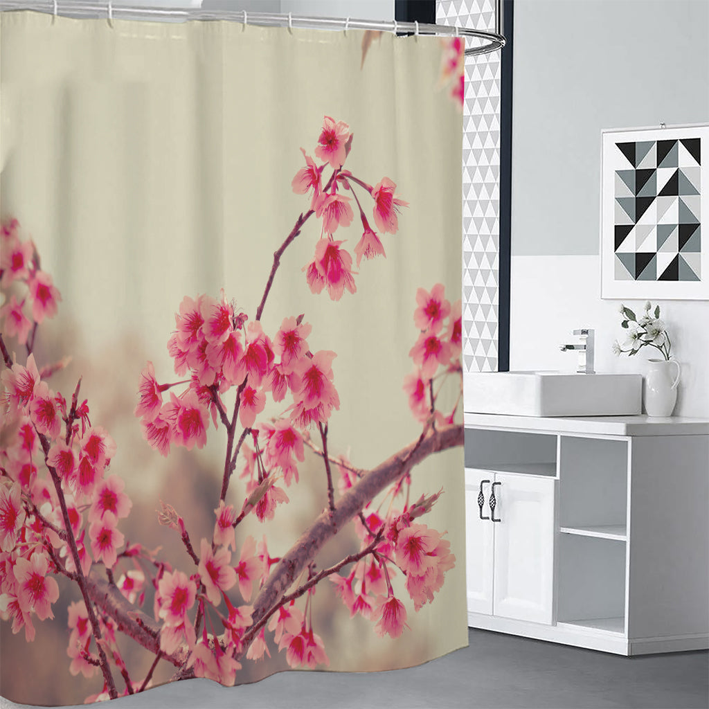 Vintage Cherry Blossom Print Shower Curtain