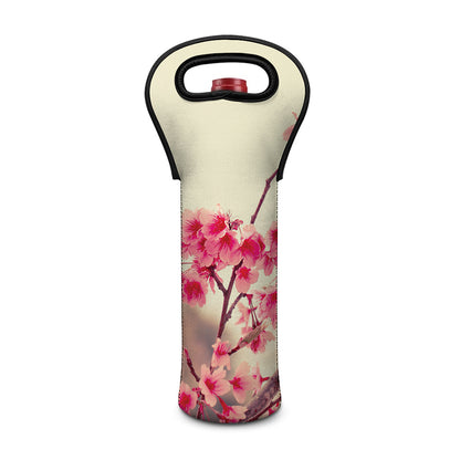 Vintage Cherry Blossom Print Single Neoprene Wine Tote