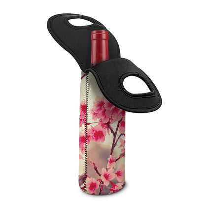 Vintage Cherry Blossom Print Single Neoprene Wine Tote