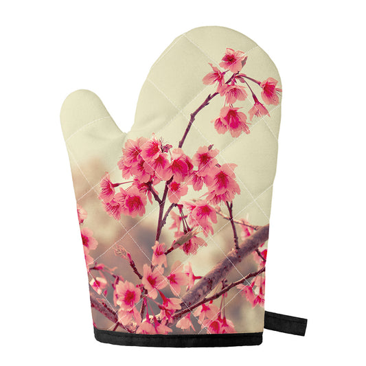 Vintage Cherry Blossom Print Single Oven Mitt