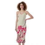 Vintage Cherry Blossom Print Slim Fit Midi Cami Dress