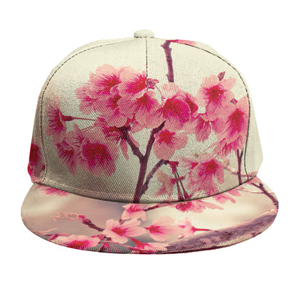 Vintage Cherry Blossom Print Snapback Cap