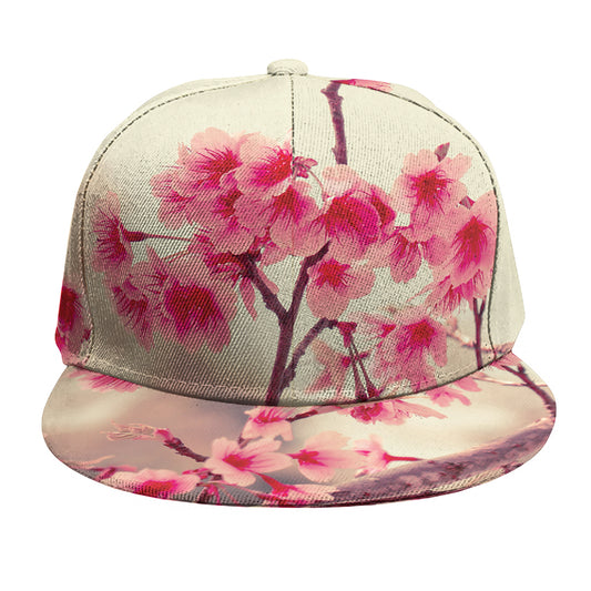 Vintage Cherry Blossom Print Snapback Cap