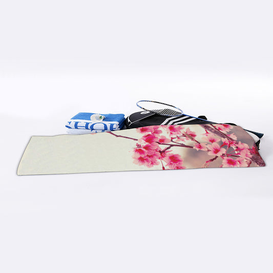 Vintage Cherry Blossom Print Sports Towel