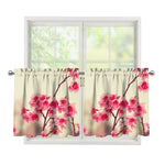 Vintage Cherry Blossom Print Tier Curtains