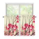 Vintage Cherry Blossom Print Tier Curtains