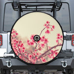 Vintage Cherry Blossom Print Tire Cover With Camera Hole