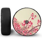 Vintage Cherry Blossom Print Tire Cover With Camera Hole