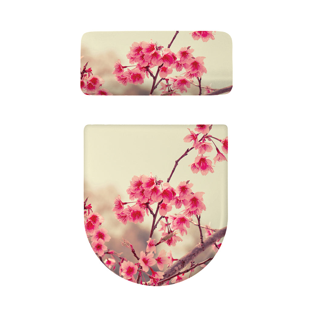 Vintage Cherry Blossom Print Toilet Lid And Tank Cover Set
