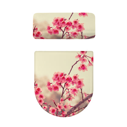 Vintage Cherry Blossom Print Toilet Lid And Tank Cover Set