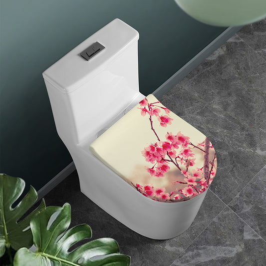 Vintage Cherry Blossom Print Toilet Lid Cover