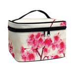 Vintage Cherry Blossom Print Travel Makeup Bag
