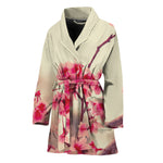 Vintage Cherry Blossom Print Women's Bathrobe