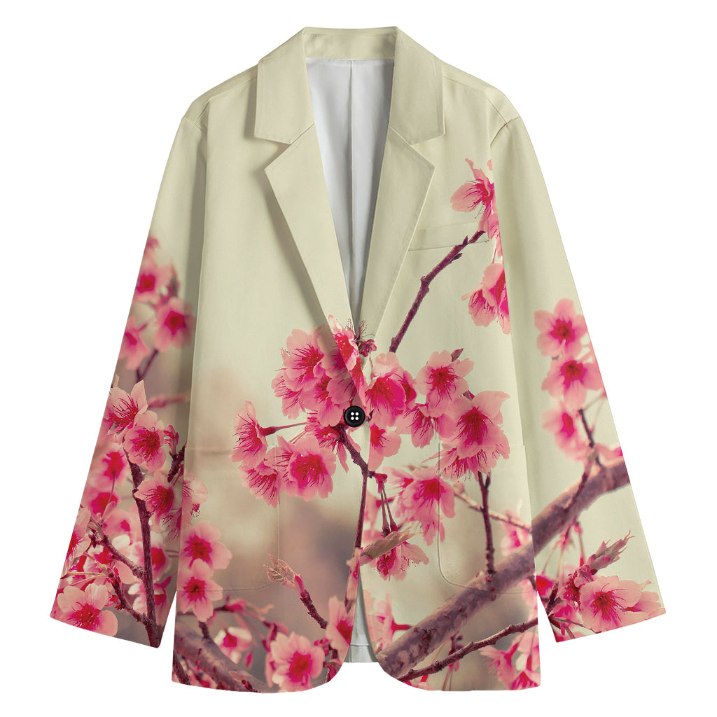 Vintage Cherry Blossom Print Women's Blazer