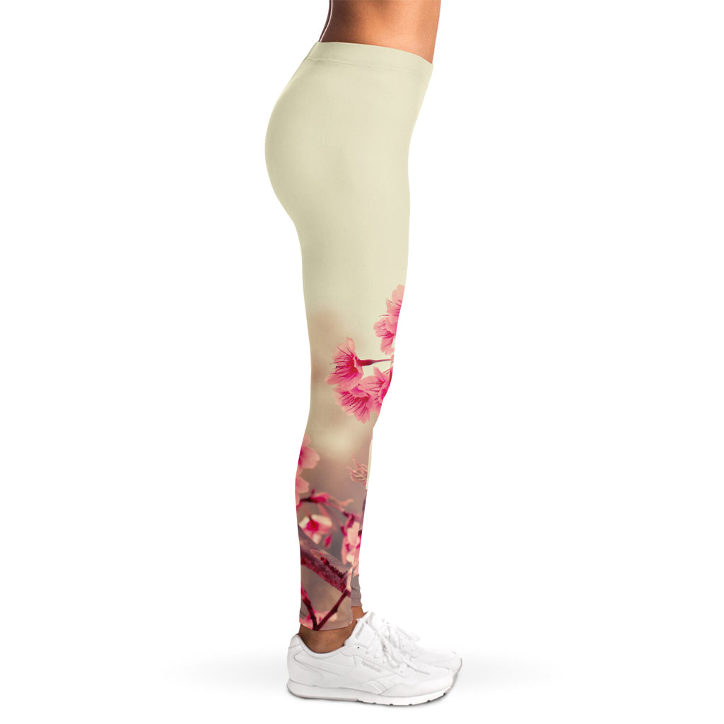 Vintage Cherry Blossom Print Women's Leggings
